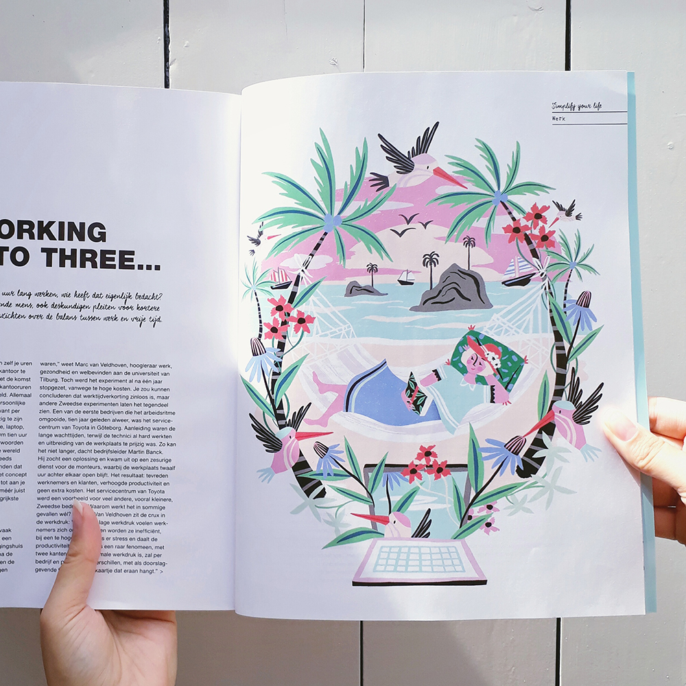 Flow Magazine tropical illustration women cute Tropical artist magazine creative pink girls