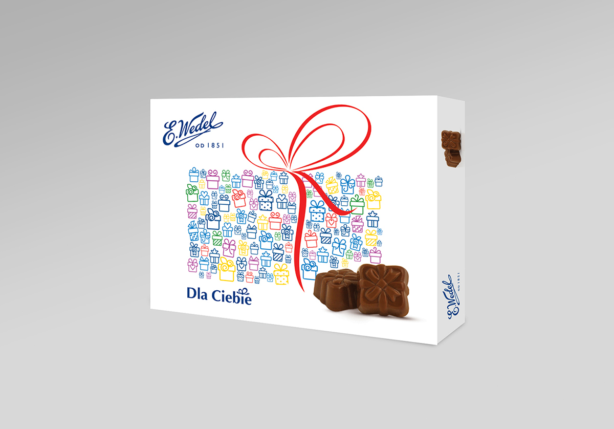 Wedel dla ciebie czekoladki chocolates chocolates box pack sweets packaging design Christmas chocolates Christmas box christmas design