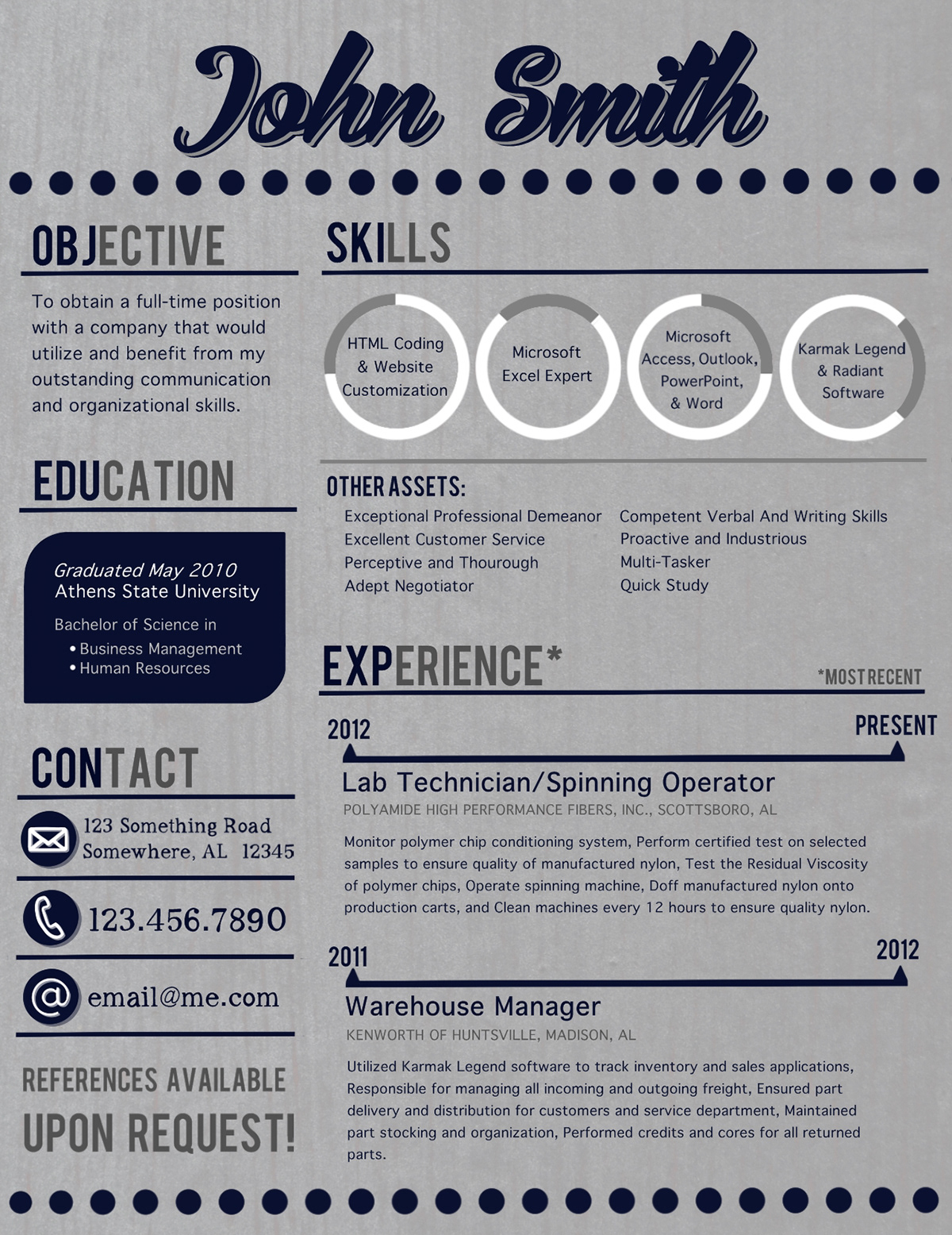 Resume Job Search CV Curriculum Vitae text Experience