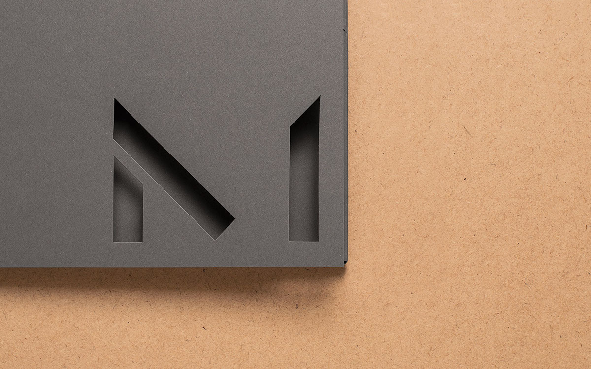 minimalistic paper die cut screen printing logo animation book folder Responsive Stationery architects oslo