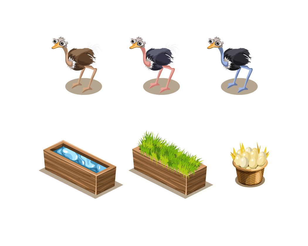 farm Game Illustration Isometric building Character Video Game Art cartoon Visual Development concept art vector Farm boy Ostrich Farm
