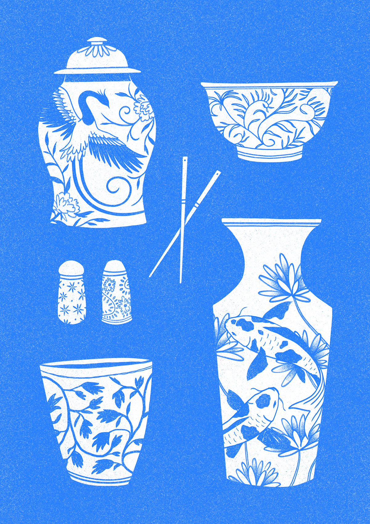 blue ceramics  fish pheonix Travel vases vietnam
