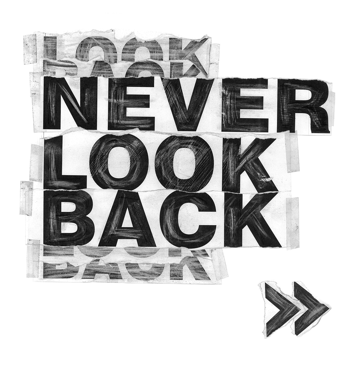 typography   t-shirt tees remera desgastado tipografia collage never look back