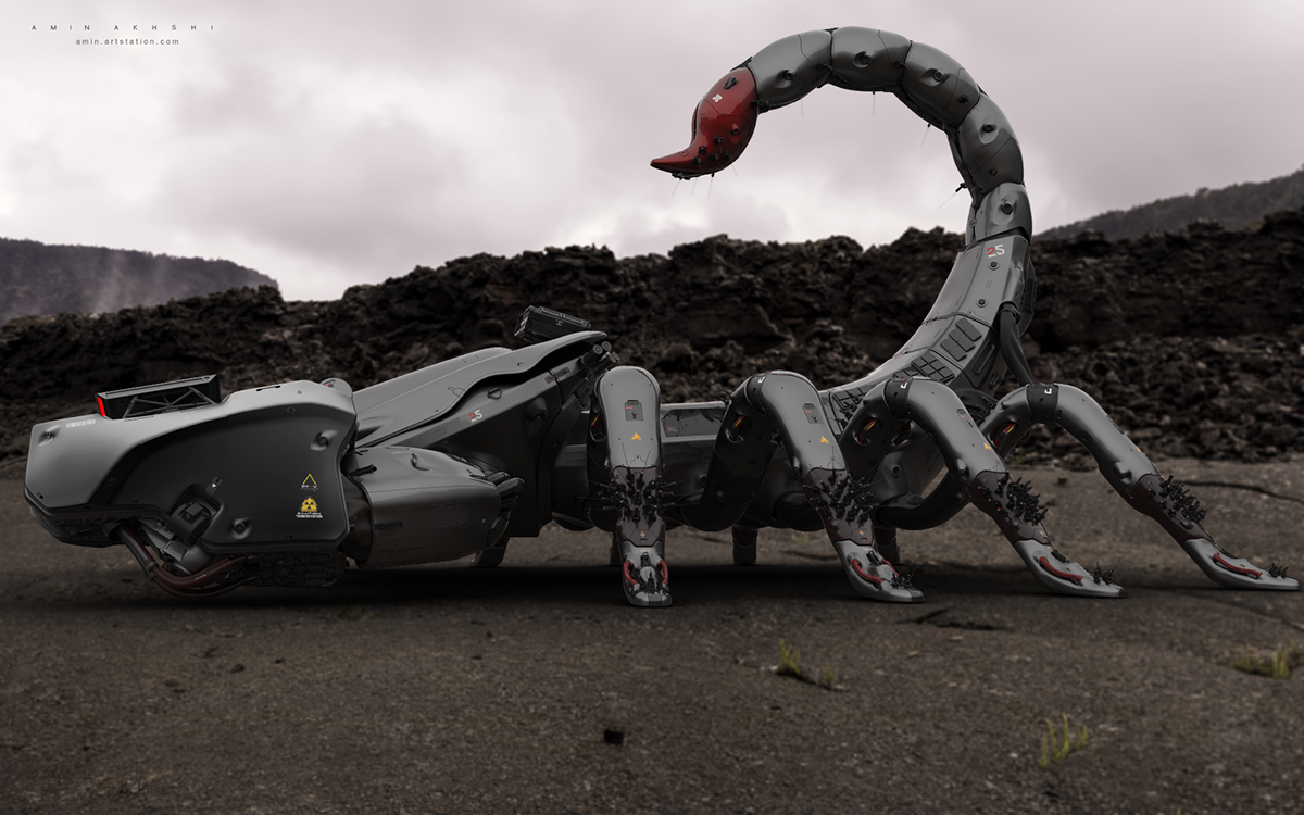 scorpion mecha HardSurface robot Military weapons mechanical sci-fi
