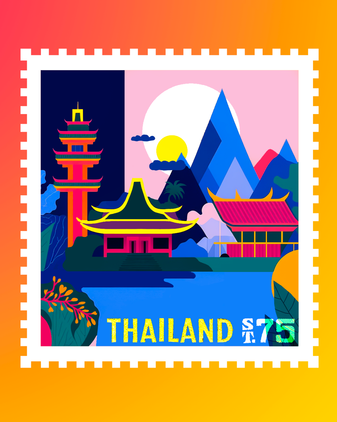 adobe illustrator draw art Bangkok ILLUSTRATION  stamp Thailand