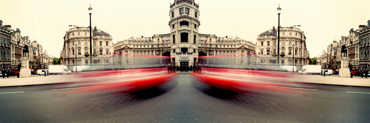London bus city reflection reflect buildings