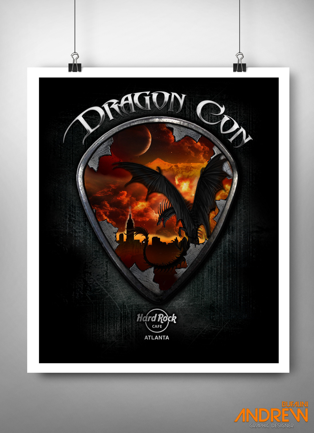dragon Dragon Con atlanta black grey pick guitar city destruction hard rcok Hard Rock cafe