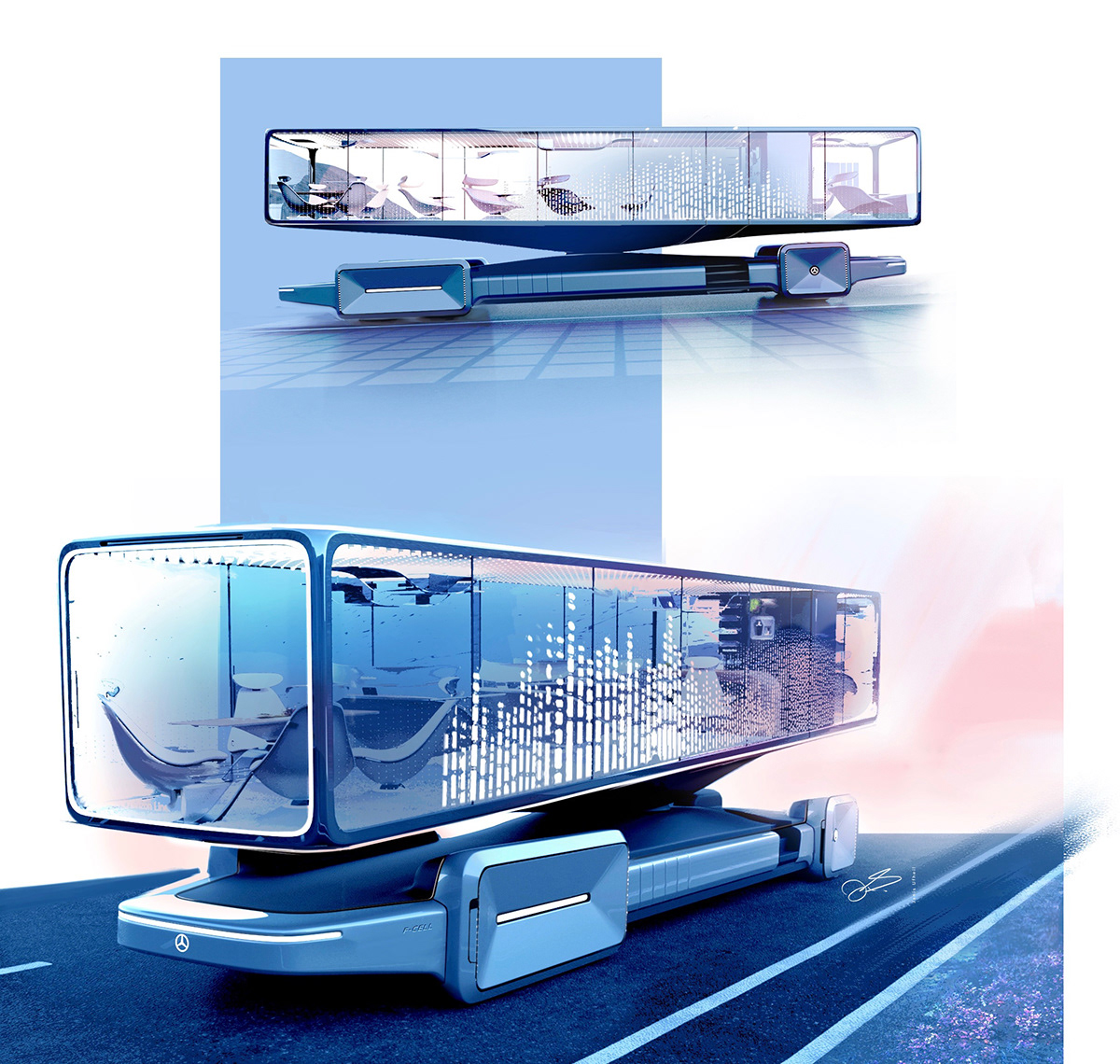 art bus Coach concept design design horizon liner industrial design  interior design  sketch Transportation Design