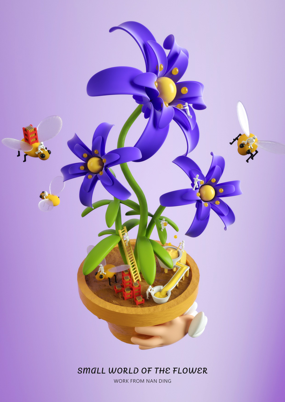 3D c4d cartoon color cute design flower ILLUSTRATION 
