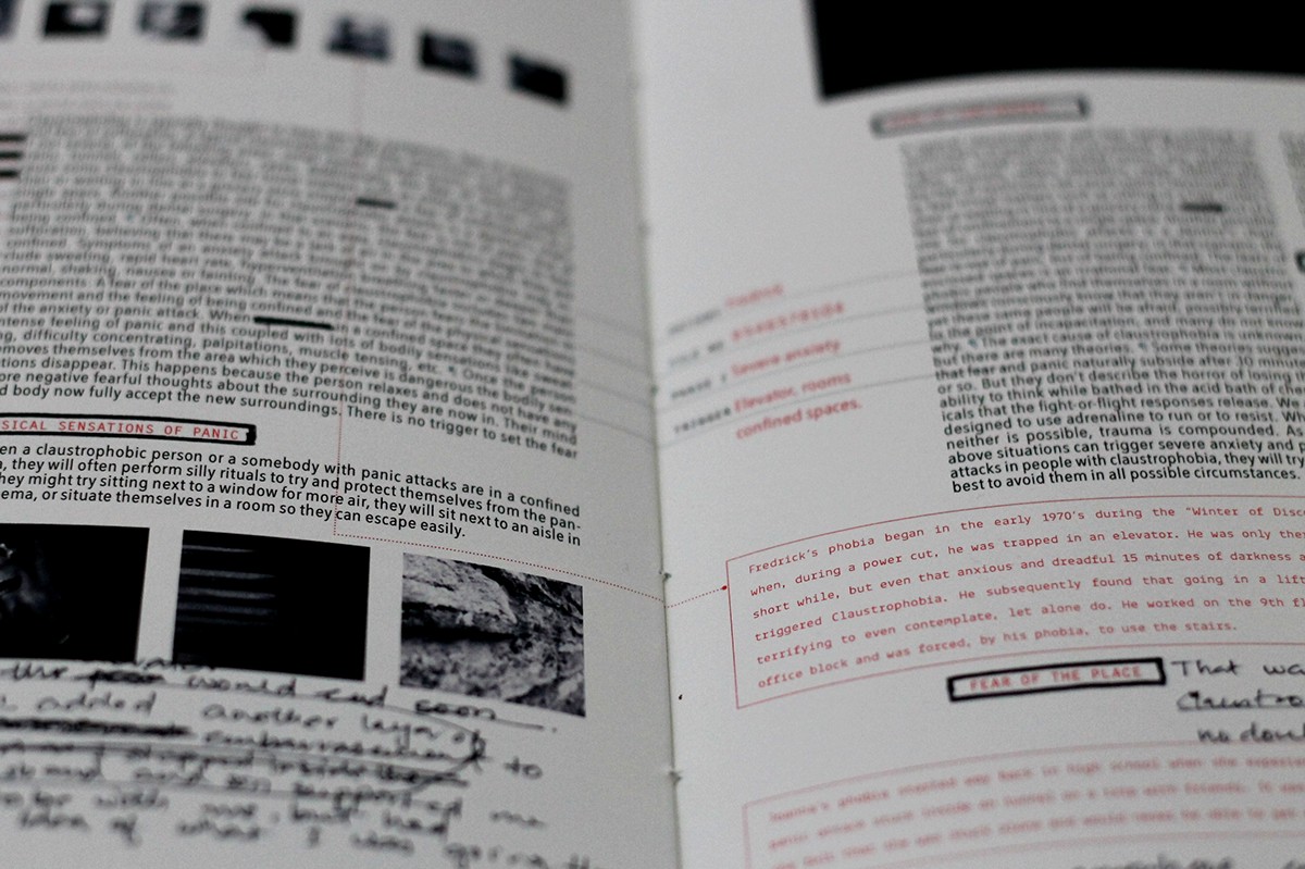 Advanced typography book design conceptual book claustrophobia