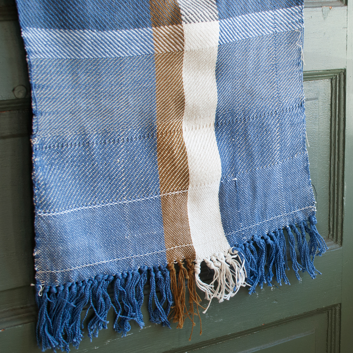 weaving fiber MICA Baltimore blue cotton linen blanket