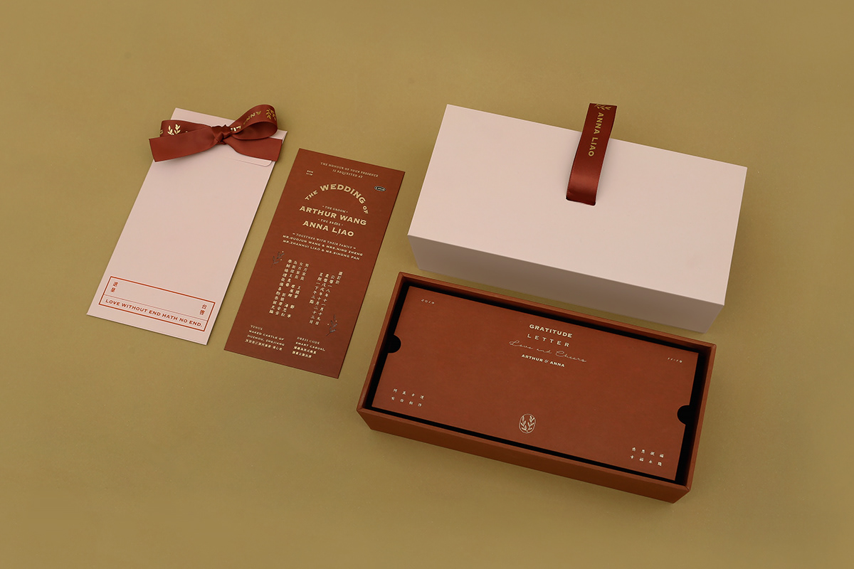 wedding gift box wedding invitation map ribbon sleeve box gratitude card brick red pink foil stamping gift set