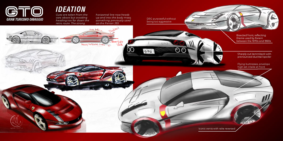 Adobe Portfolio Alia automotive   concept design FERRARI Gran Turismo gto Nathan nathwilliams omaggio VRED williams