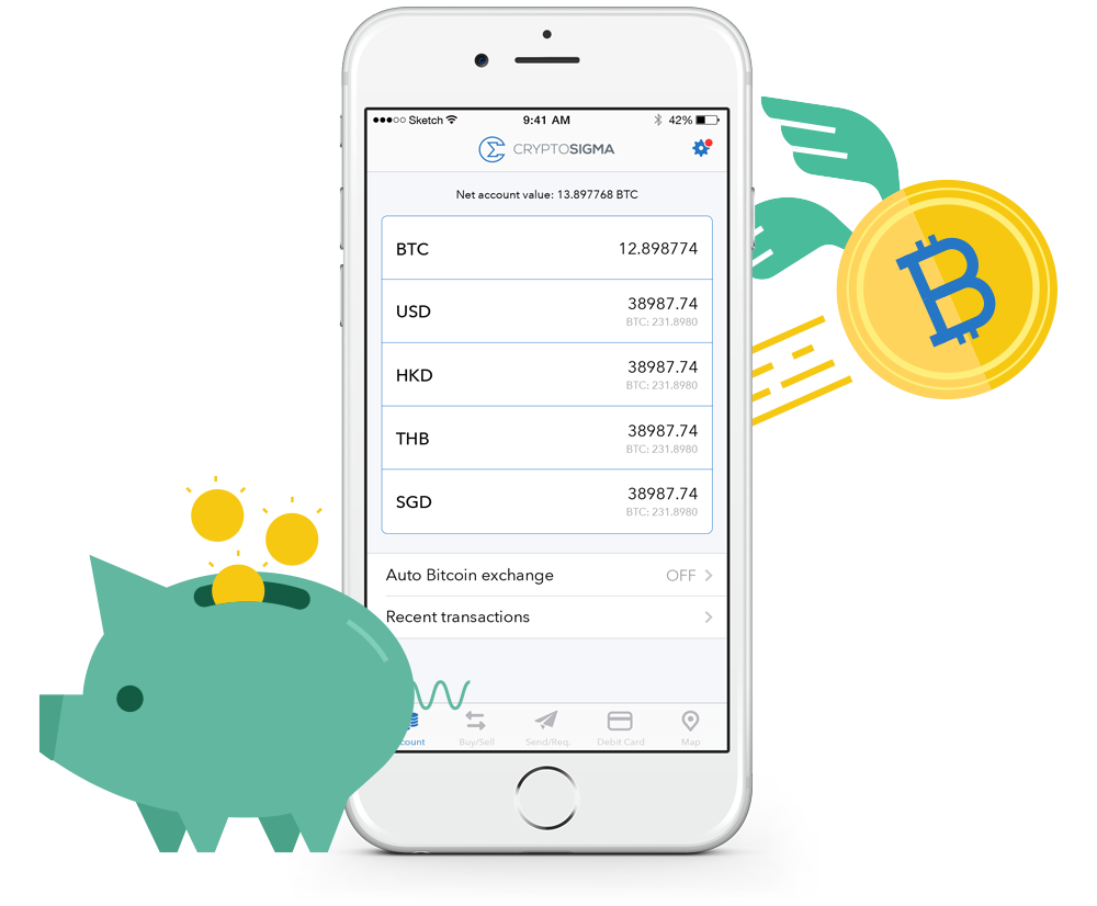 app ios iphone bitcoin WALLET exchange banking minimal light simple