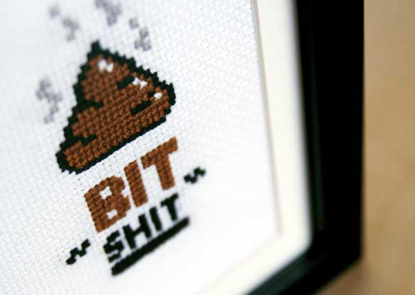 cross stitch handmade Retro pixel design Shit bits BYTES