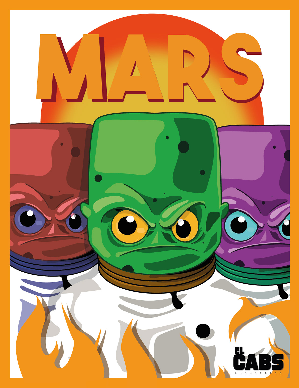 ovnis Extraterrestres color Marciano Marte ufologia cartoon ilustracion