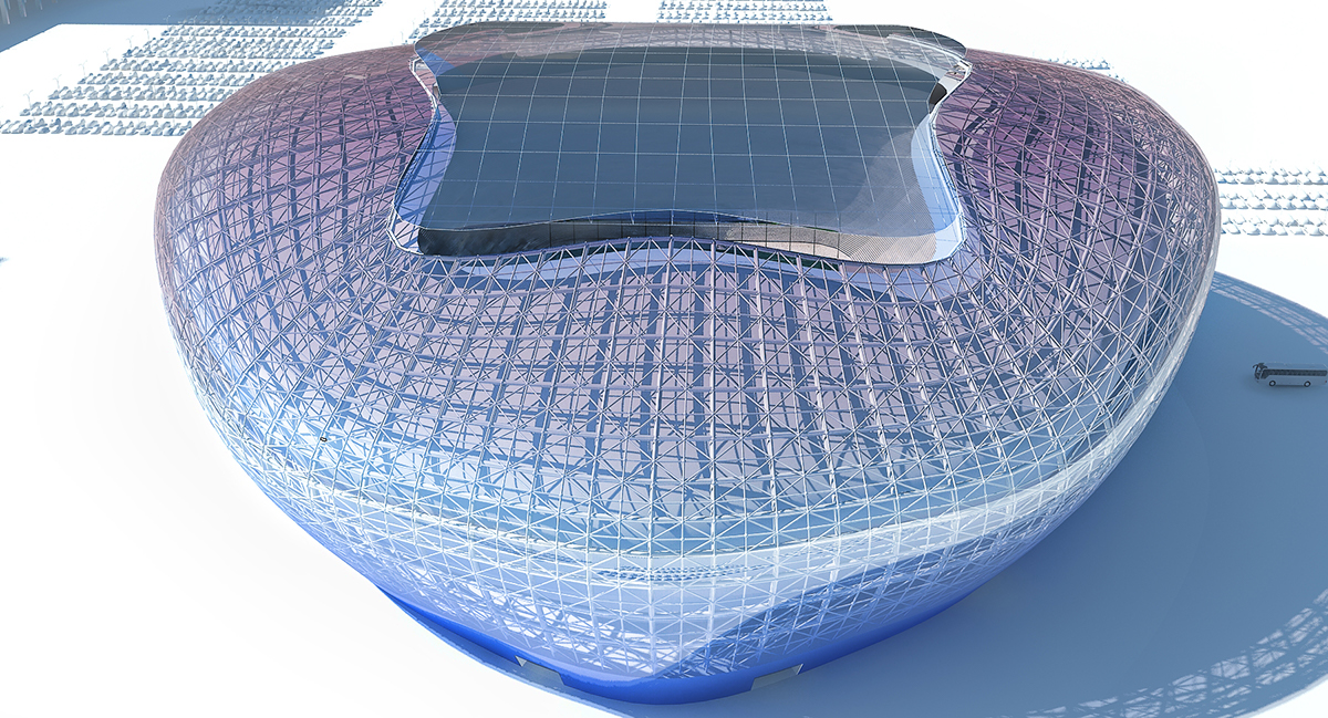 stadium stade Arena football soccer sport modern Futuristique building 3D CGI
