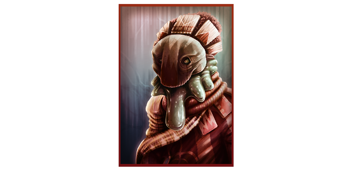 alien monster Character design  cthulhu lovecraft portrait colors animated gif tribal skull