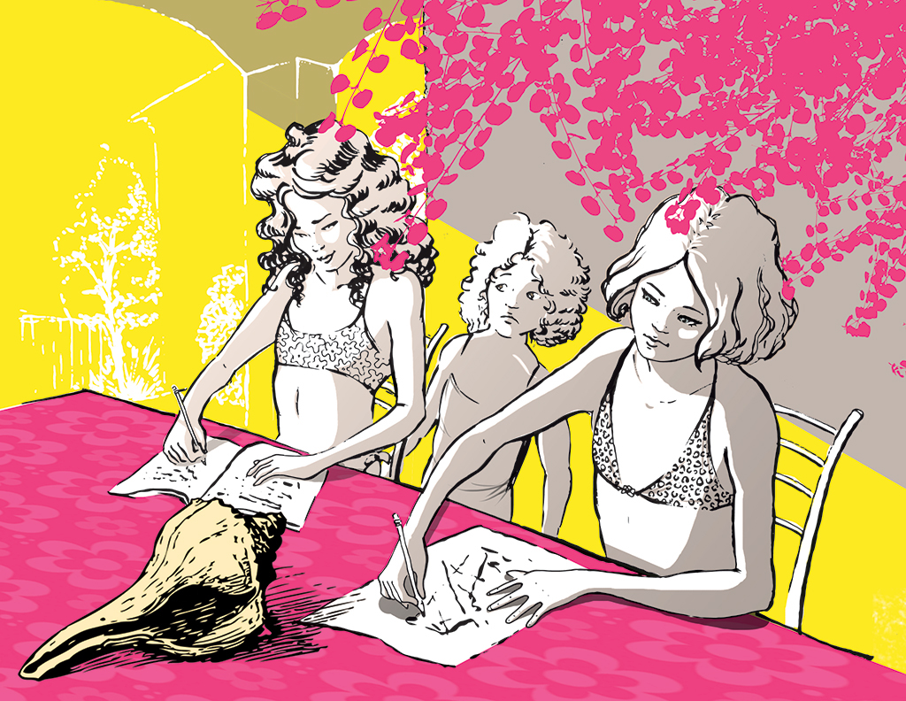 ILLUSTRATION  comics loviste summer pencil ink digital colors postcard Ninicromie Anna Sirica