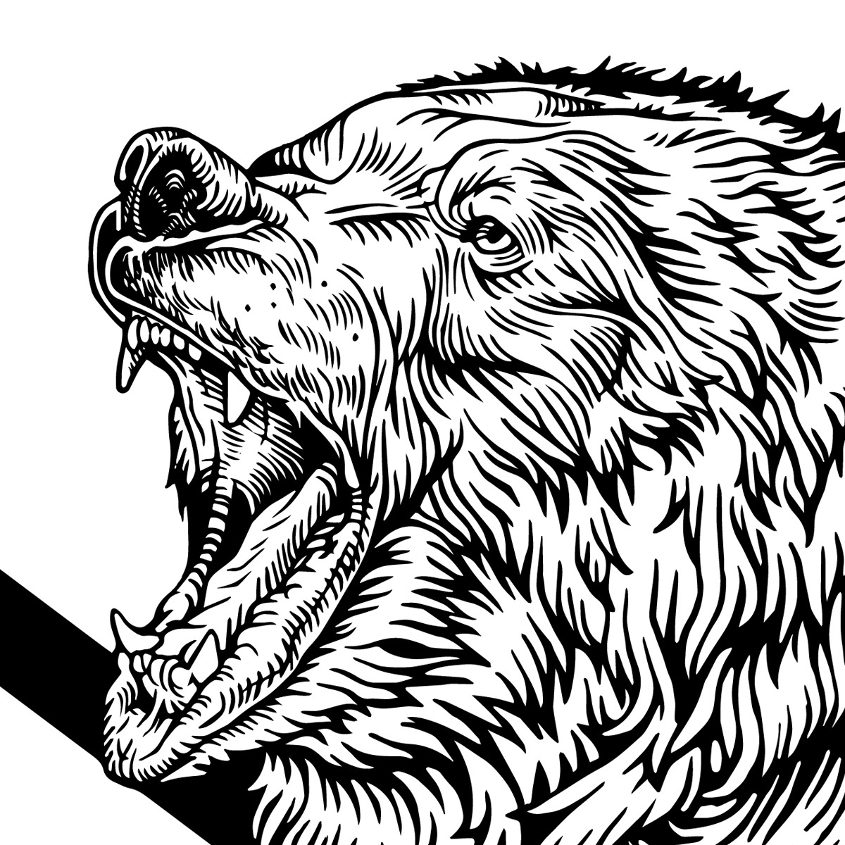 T-Shirt Design apparel Drawing  bear wolf lion ILLUSTRATION  alpha animals black and white Apparel Design