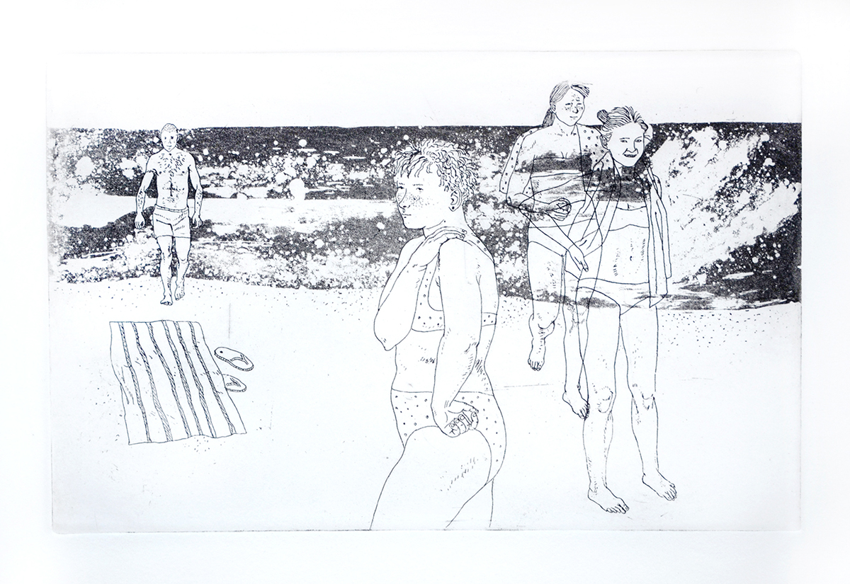etching aquatint Black&white thesea people printed graphics