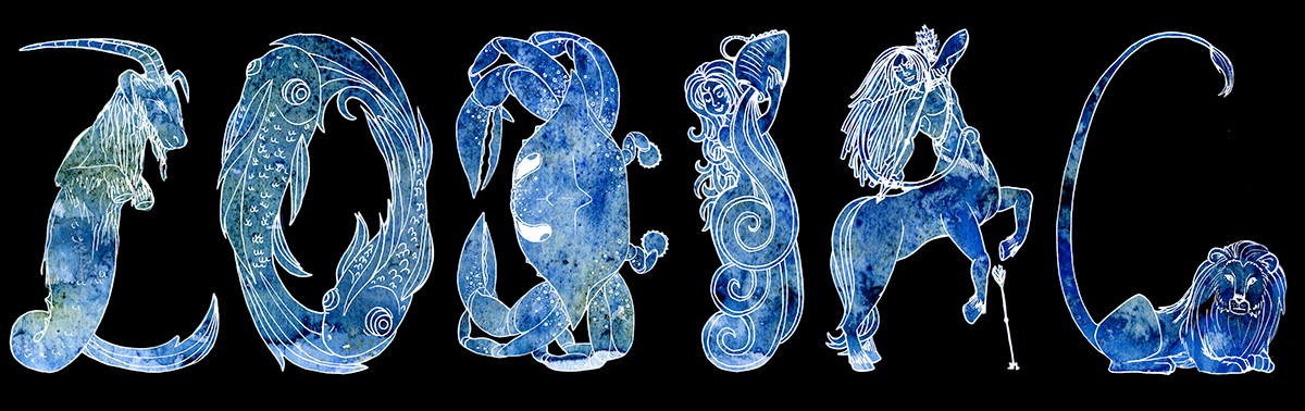 zodiac stars texture linework fish goats capricorn Lions aquarius Crabs sea Centaur