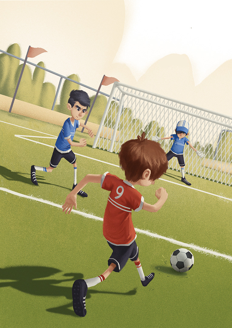 cuento editorial infantil Futbol soccer game cartoon texture