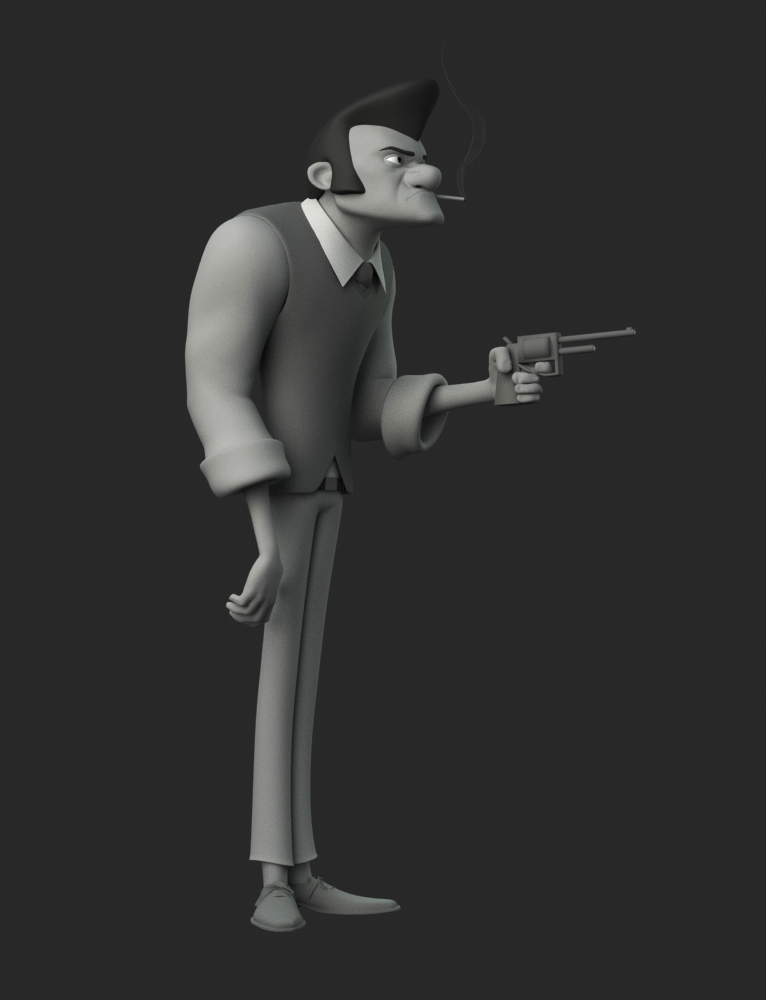 stylized cartoon gangsta Character man smoke