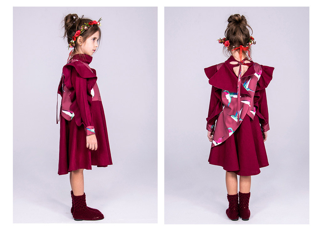 bird Bluebells children's clothing fabric Fashion  Flowers hummingbird pattern print textile