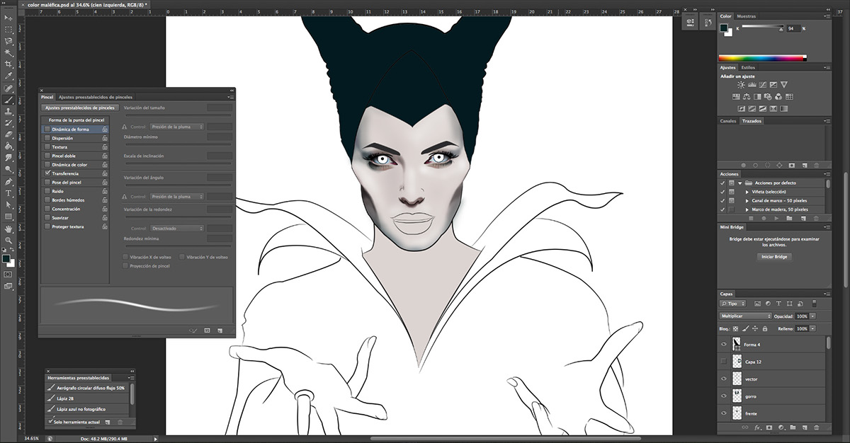 digital illustration Angelina Jolie disney maleficent ilustration Jin wacom Mexicano mexico ilustracion ilustración digital malefica photoshop Illustrator procedimiento