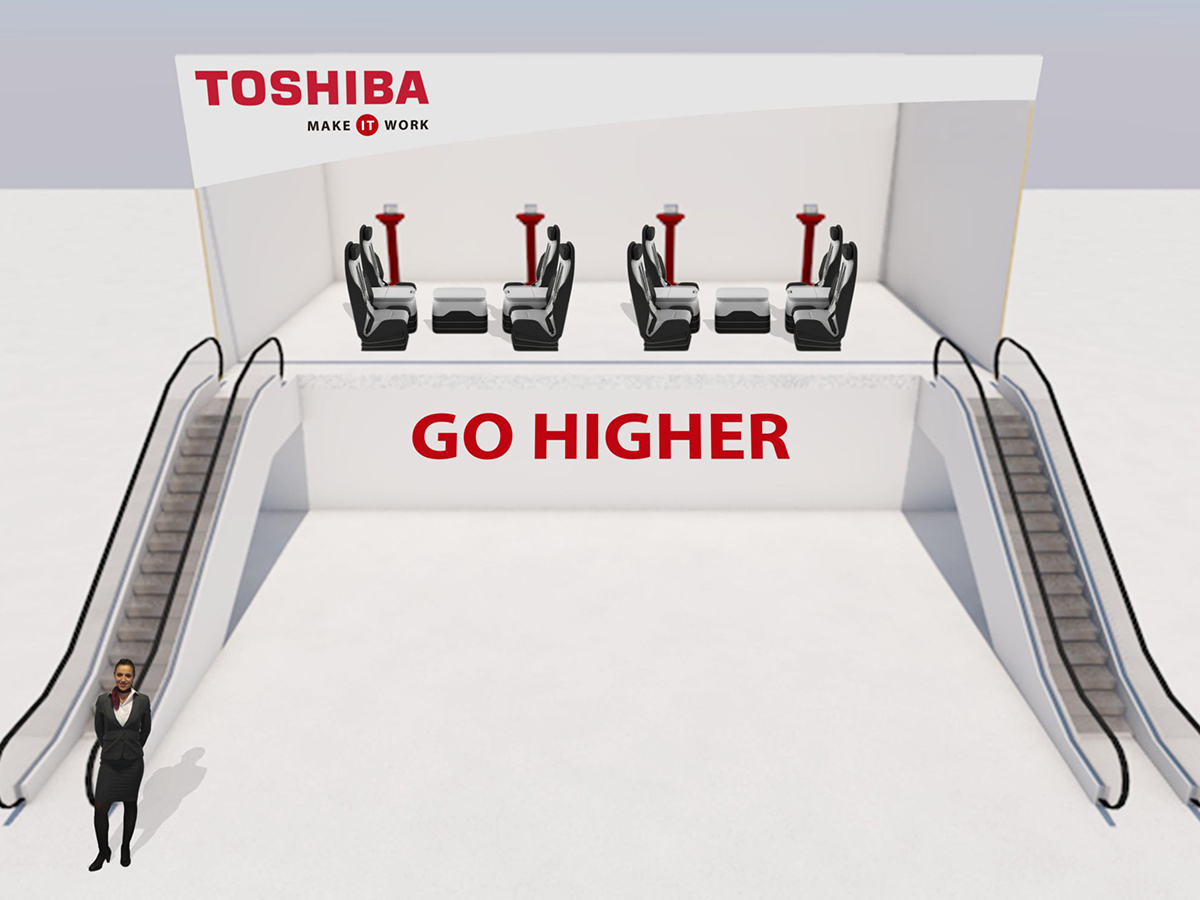 Oficina de Portfolio Toshiba b2b Go Higher Make it Wor