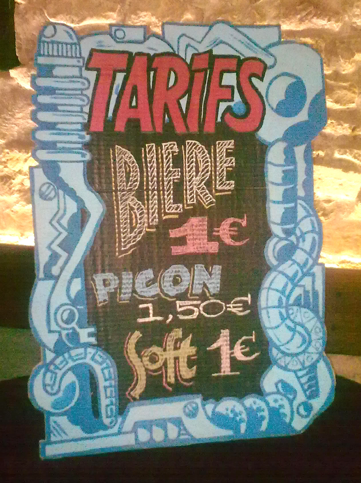 craie chalk bière beer caveau concert lettres lettering