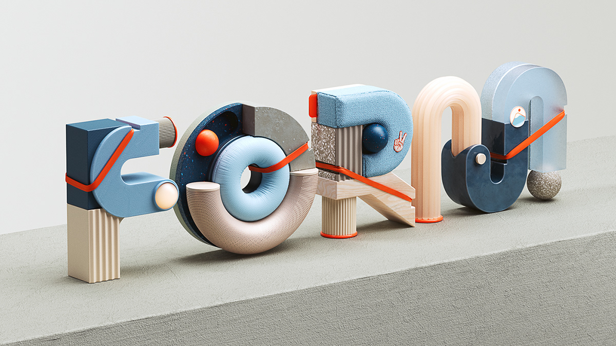 3D Render graphic design  typography   adobe illustrator texture Substance Painter 3D typography