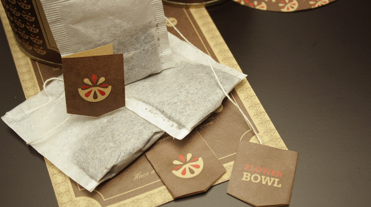 tea brown flower bowl can paper