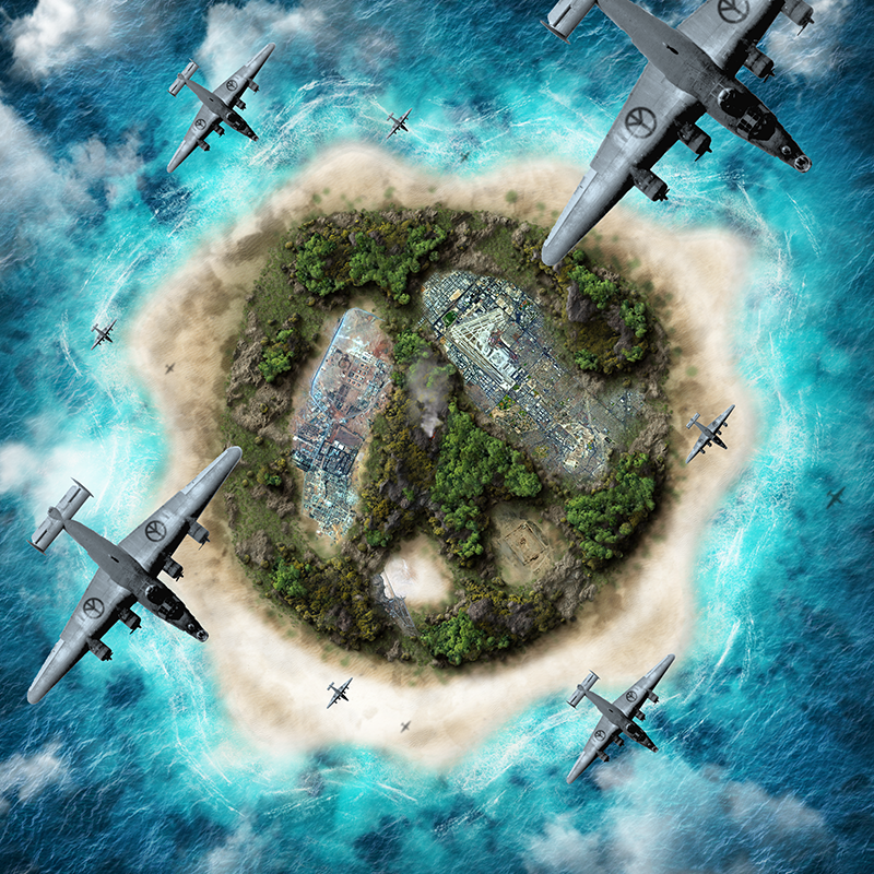 peace War ww2 WWII plane Island volcano