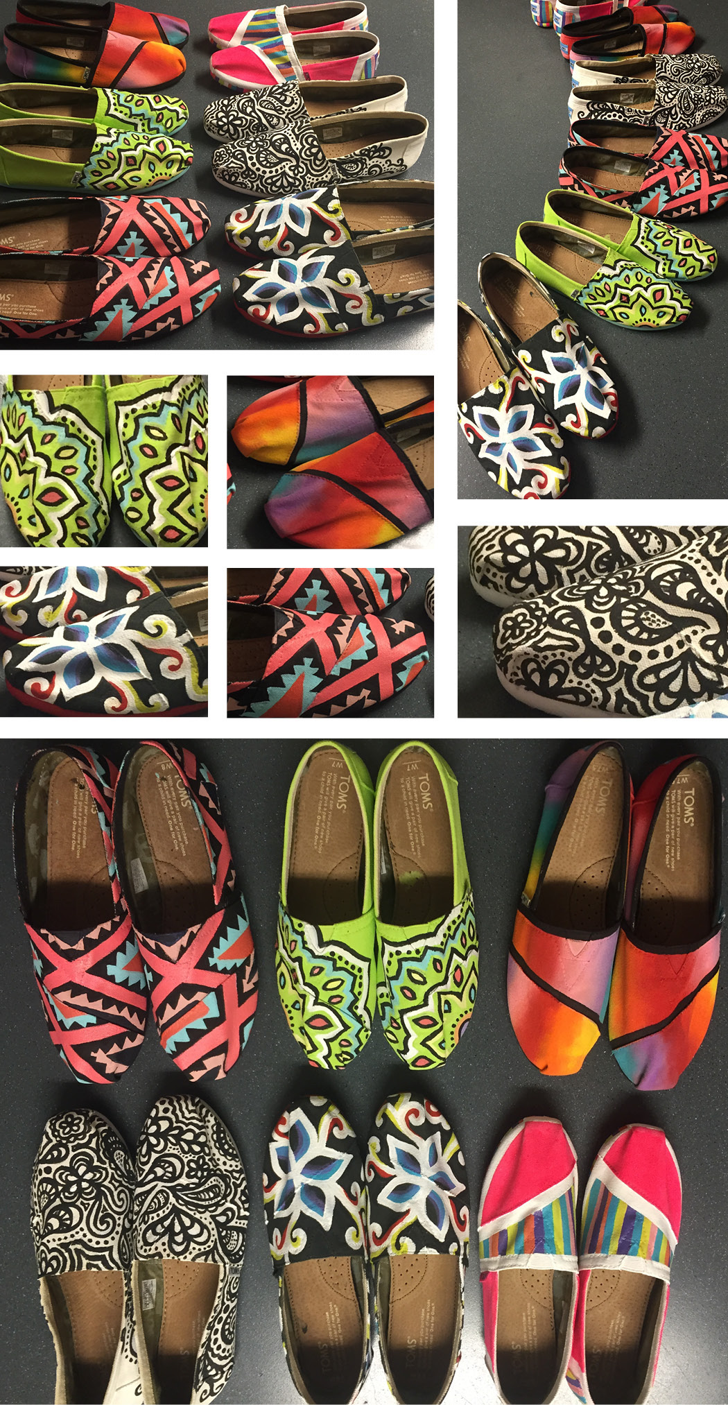 marcela Marcela Caraballo TOMS TOMS Shoes shoe shoe design shoe painting Painting Design colorful bright graphic Swirls Painted Toms painted shoes