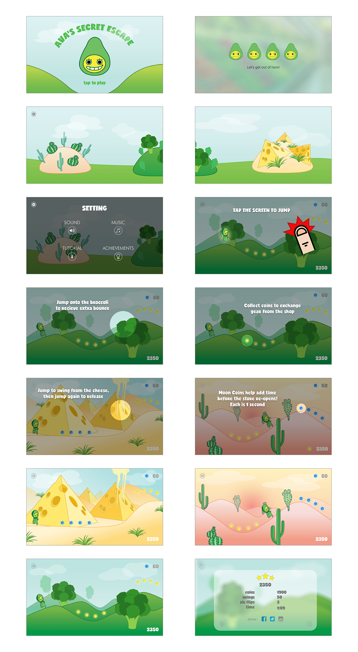 avocado app design Running Game trees UI
