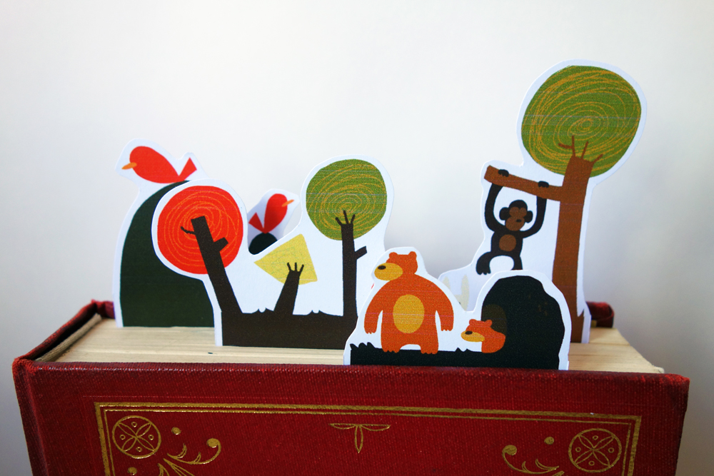 #bookmark #illustration #animal #birds #tree #bear #rabbit   #monkey