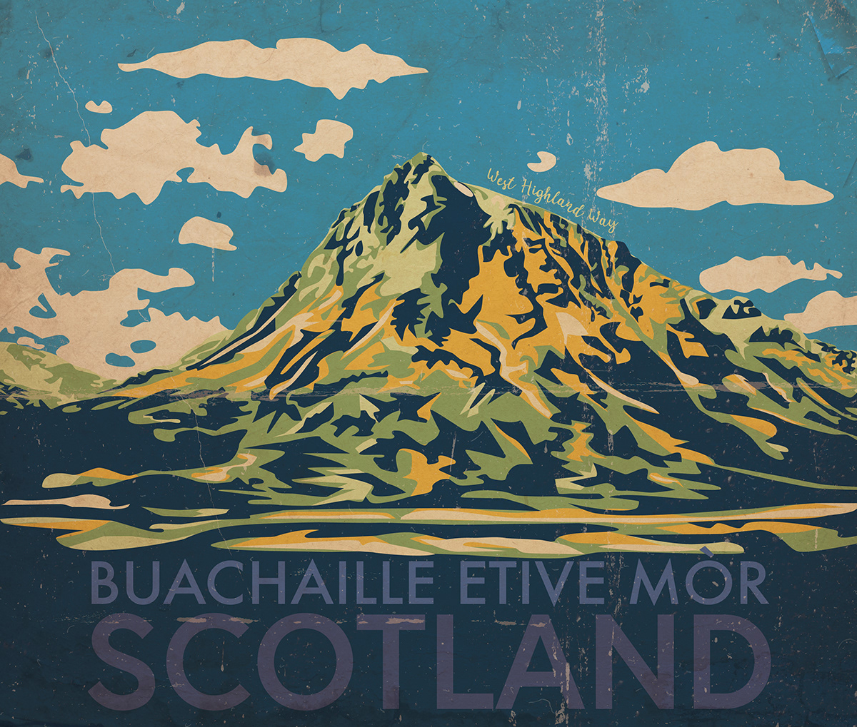 scotland Buachaille Highlands mountain ILLUSTRATION  vector