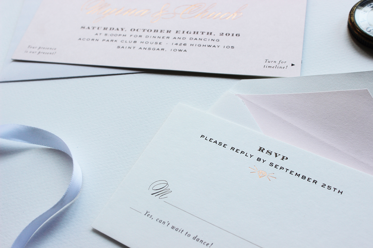 stationary wedding Invitation letterpress foil engraving wedding set paper print