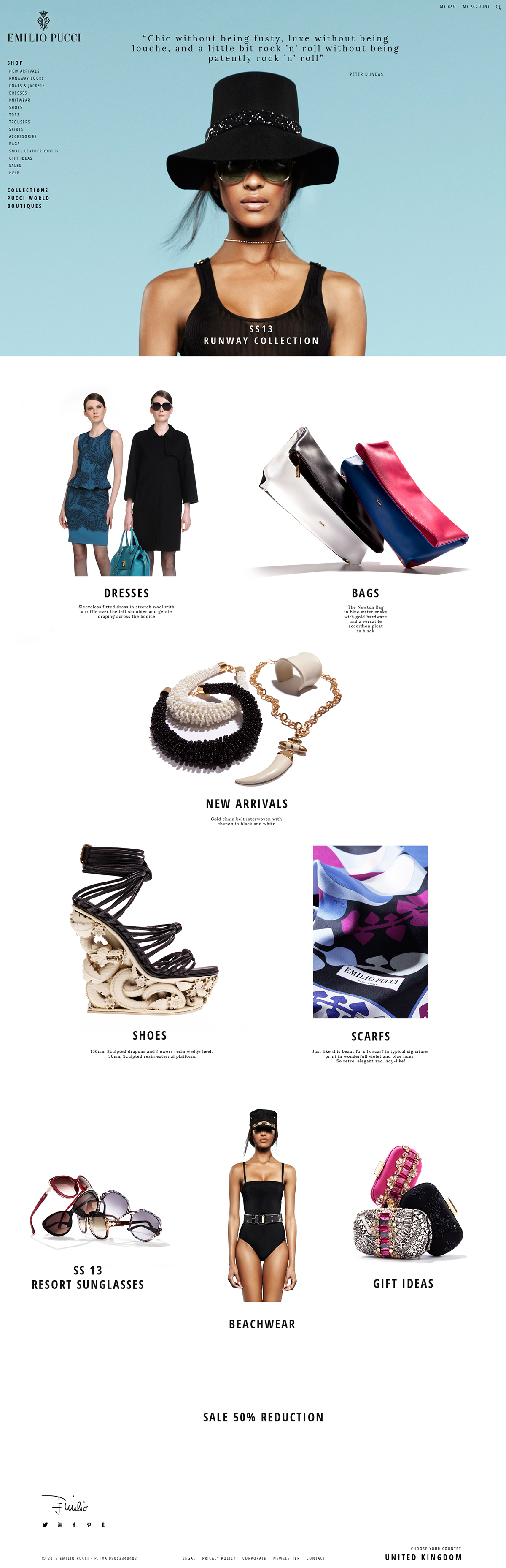 e-commerce Fashion  Pucci Emilio Pucci Web Design  UI