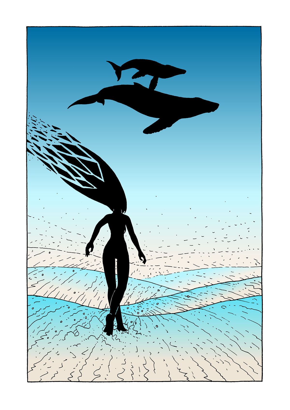 astral projection astral projection sea Ocean cetacean manta rays Mantas beach girls water comics