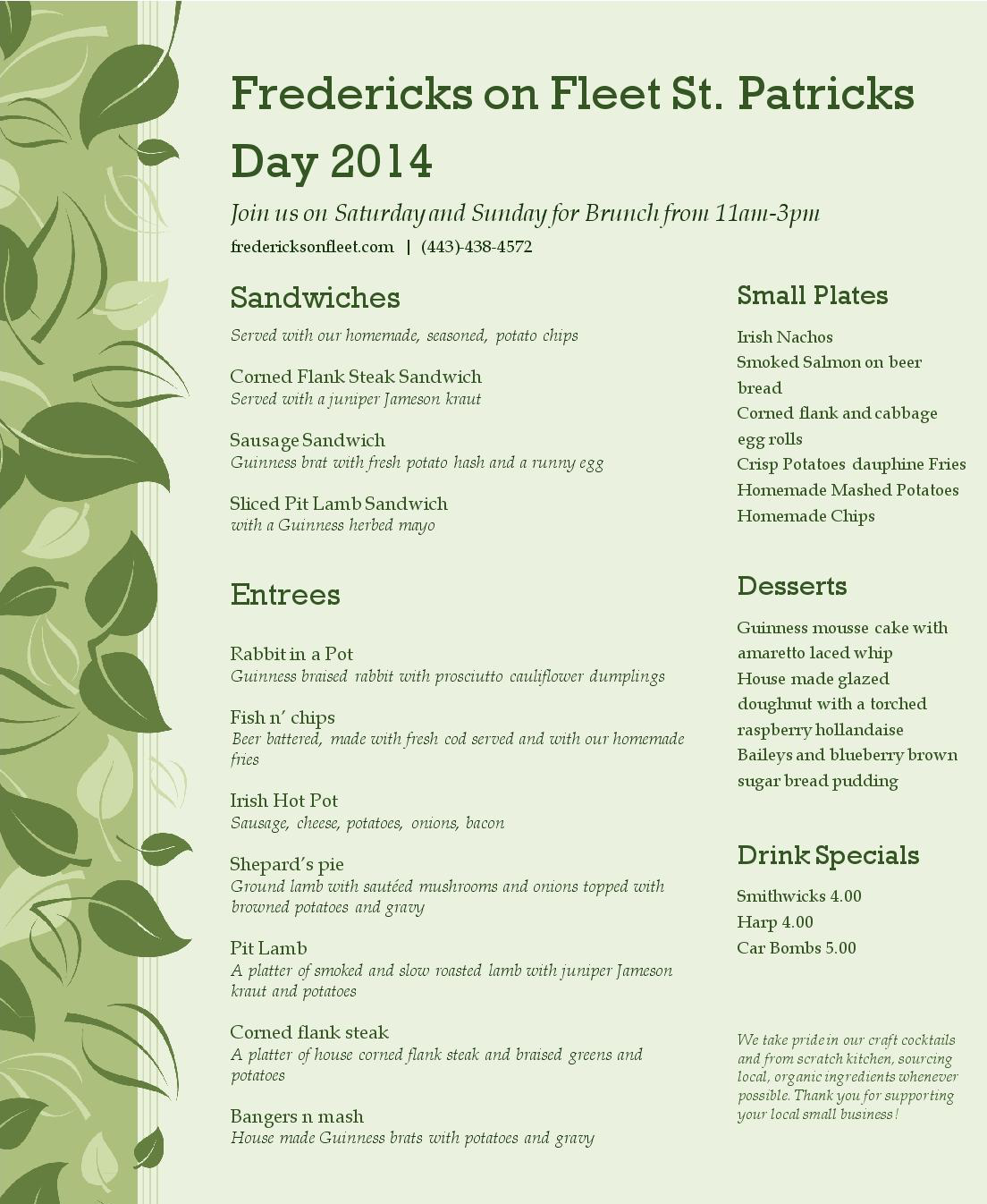 St Patricks Day st. patricks day preakness menu wedding menu menu design