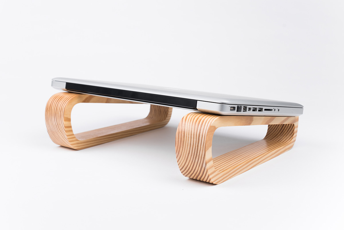 Sustainable ecological fair trade wood natural Laptop Stand green eco minimal versatile portable
