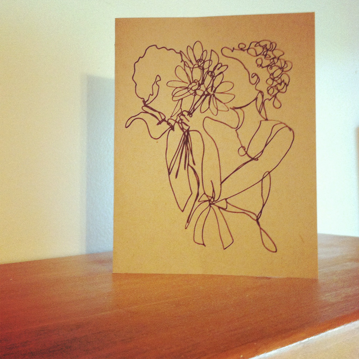 kisses Love couples cute sweet Fun Contour conture one line romance cards Greetingcards greeting cards wedding