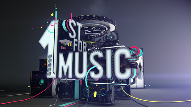 Mtv first for music bumper neon lights lettering Music Instruments c4d cinema 4d