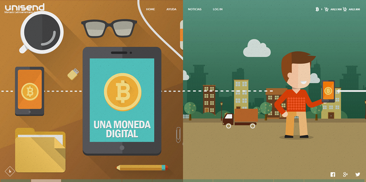 landing Web parallax animation  bitcoin Bitcoins colorfull design digital ilustration