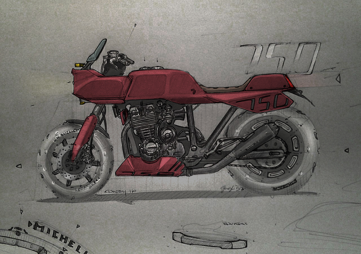 Honda sketch motorcycles Custom Cbx Creativity ideation creation Project research