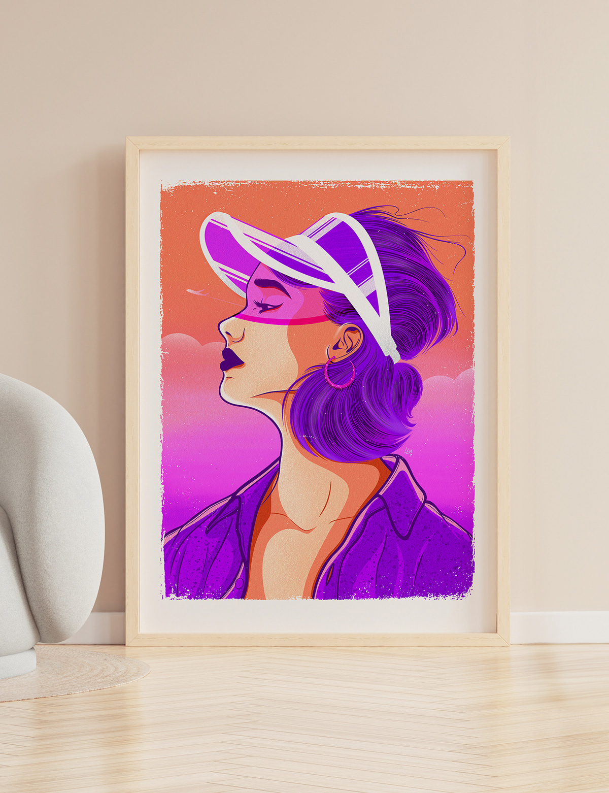 sunset portrait vaporwave 80s retro design poster affiche summer purple Synthwave