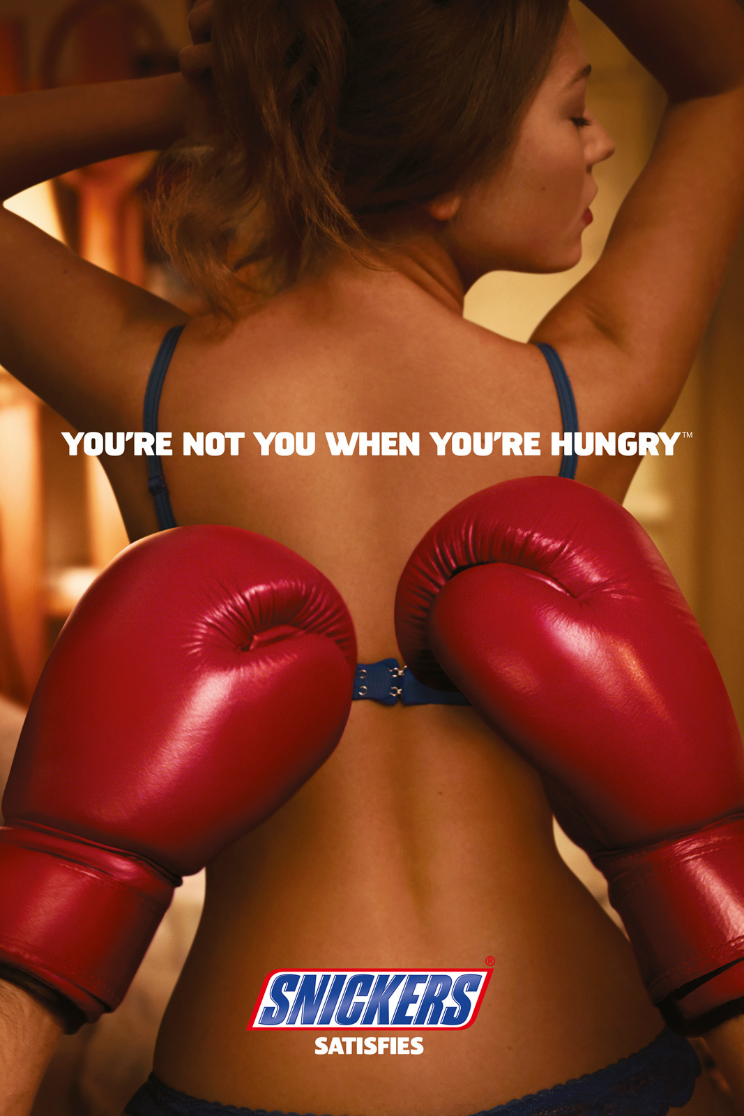Boxer gloves girl Snickers bra chocolate Hungry hunger fail sex trying